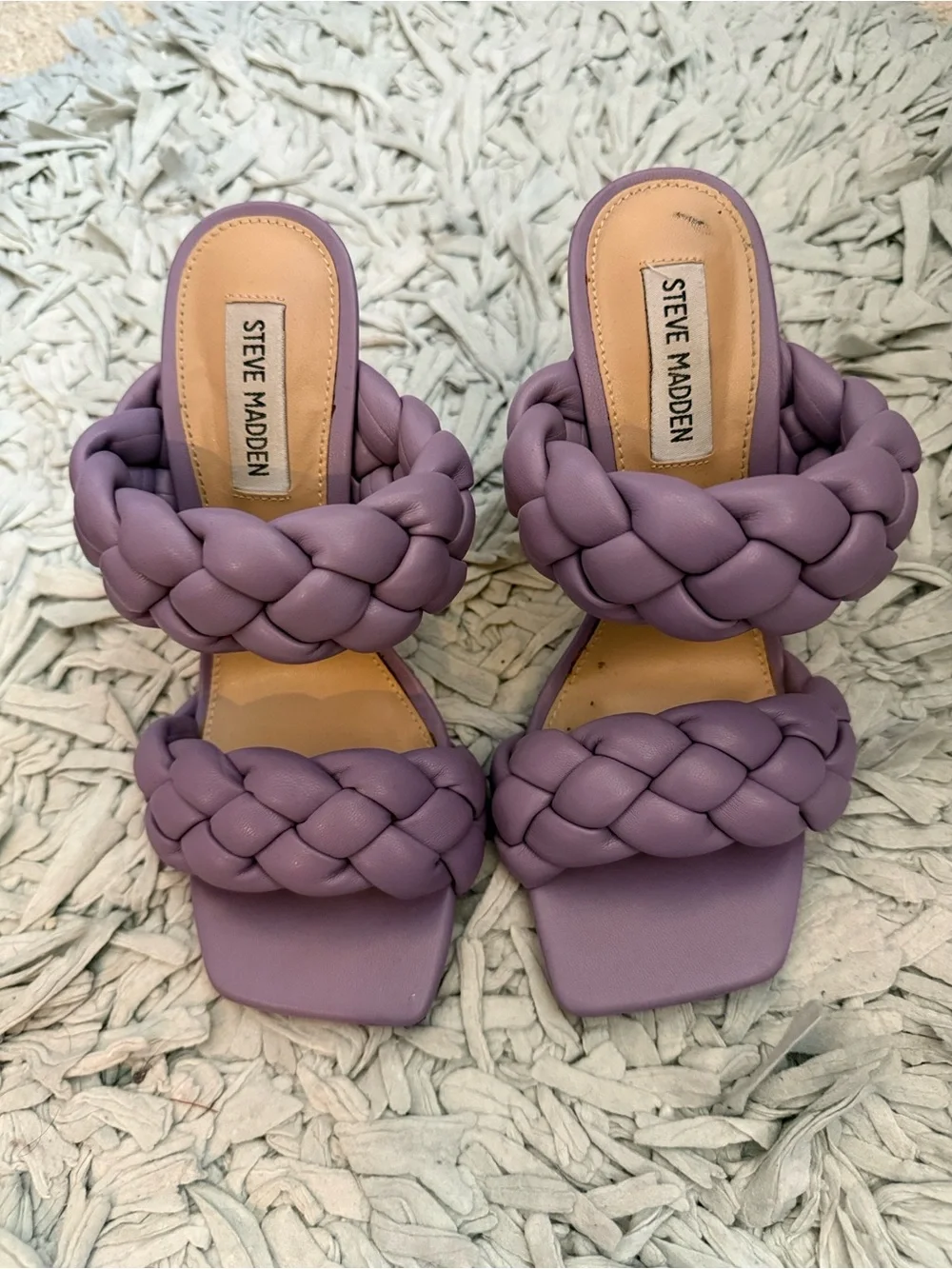 Lavender Braided Double-Strap High Heel Sandal - Women